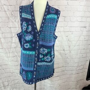 vtg portraits northern isles hand embroidered Floral sweater Vest womens M